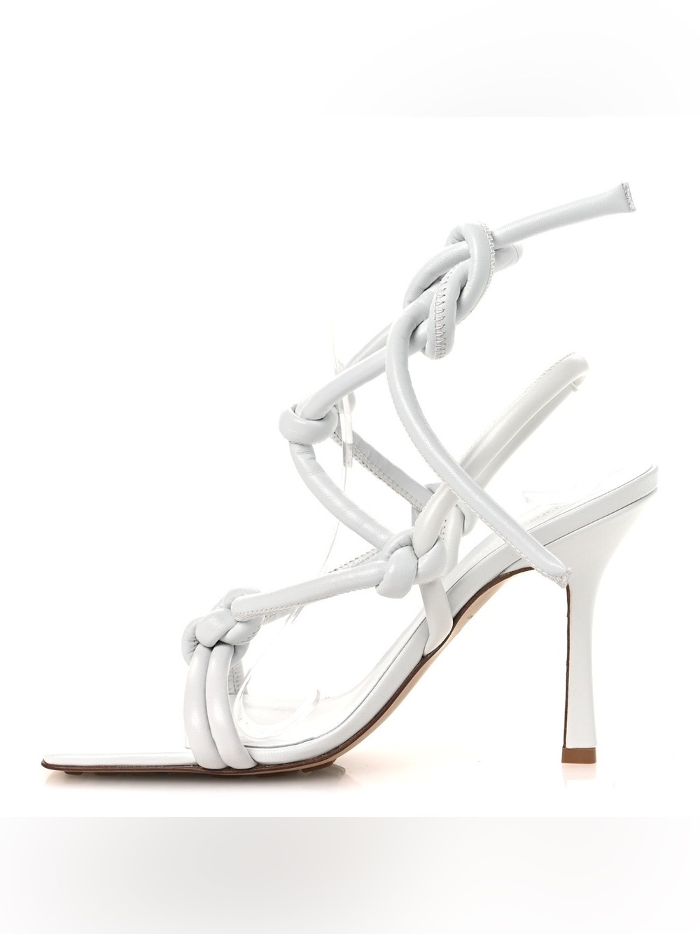 Bottega Veneta White Knotted Leather Sandals - 36.5